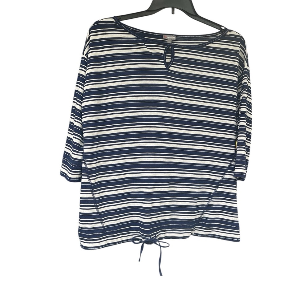 Talbots size 1X Petite Striped Navy and White Women's Top